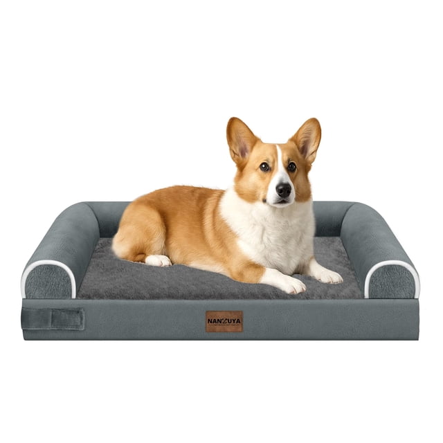 Cama Ortopédica para Perro Mediana Grande NANUYA Impermeable Gris Oscuro