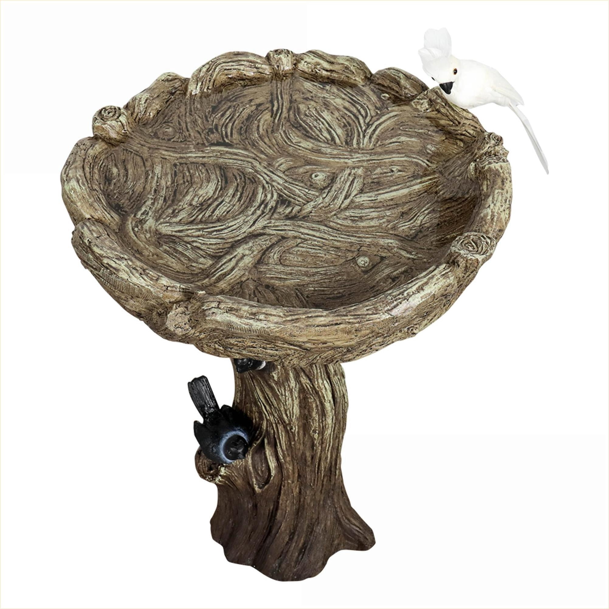 Bird Baths, 23" Tall Wood-Look Freestanding Concrete Pedestal for Garden Patio Yard | Concrete Cement | Birdbath