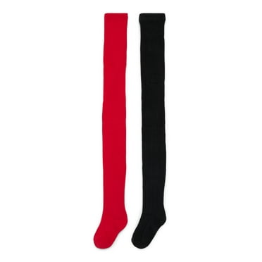 Wonder Nation Girls Cable Ribbed Tights, 2-Pack, Sizes S-L