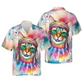 thumbnail image 3 of Hippie Abyssinian Portrait Watercolor Tie-Dye Vintage Styles Hawaiian Shirt Breathable Summer Unisex Merch Cat Lover Kitten Owner Gifts - 00014, 3 of 6