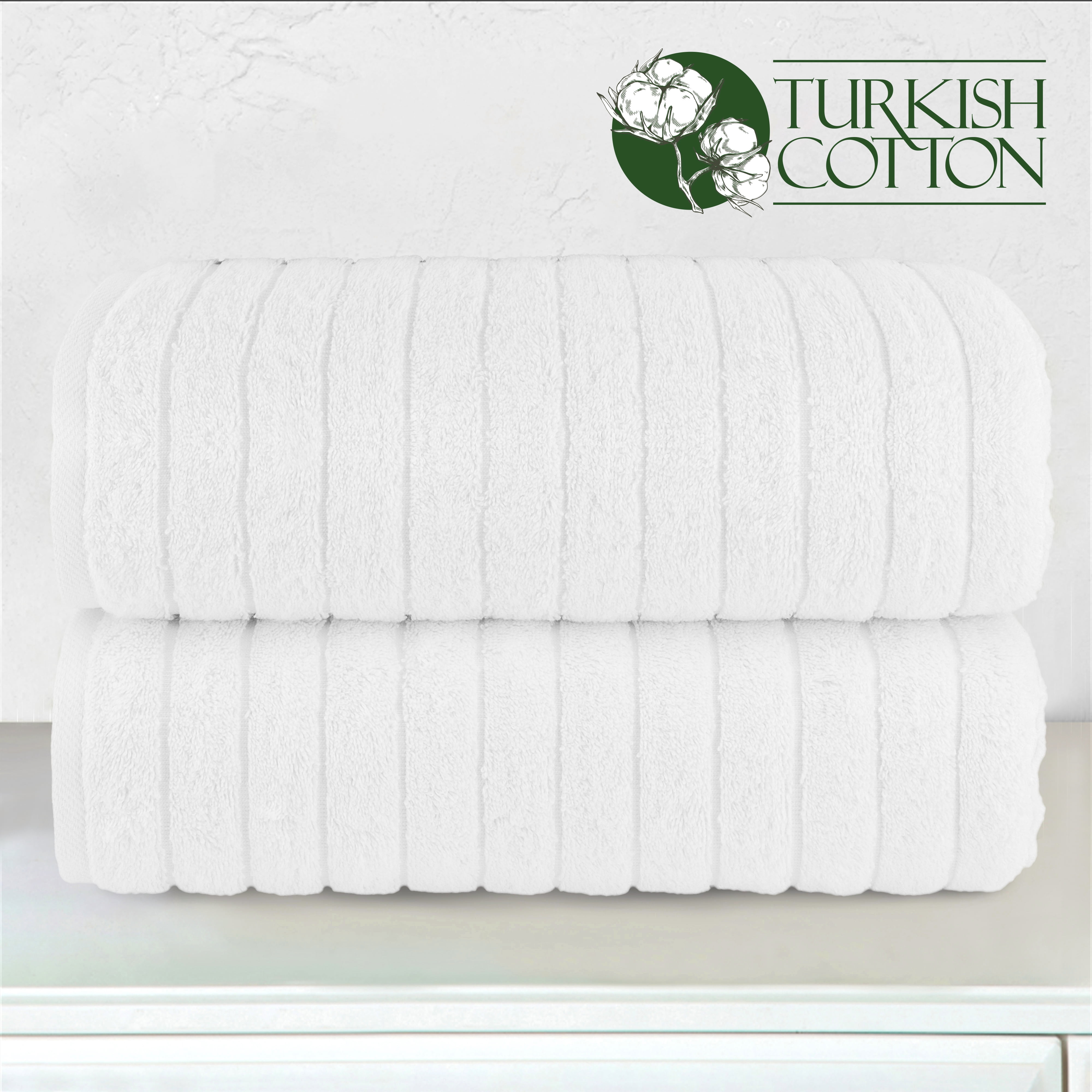 Elegant Comfort Men 3-Piece Spa Bath Set – Plush Bathrobe & 2 Ribbed Bath Towels, Thick Absorbent Hotel Quality Bathroom Essentials, White Bath Towel, White Robe ,X-Large