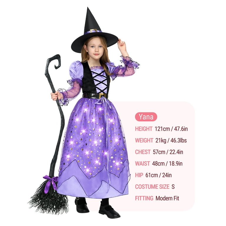 Princess Witch Black Purple Small Children's Costume Female To Fit Child Of Height 110cm 122cm Princess Witch Black Purple Small Children's Costume Female To Fit Child Of Height 110cm 122cm
