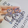 thumbnail image 1 of Pendientes de moda exagerados con diamantes S925 de plata con aguja de doble amor, temperamento versátil, pendientes largos con forma de corazón, 1 of 2
