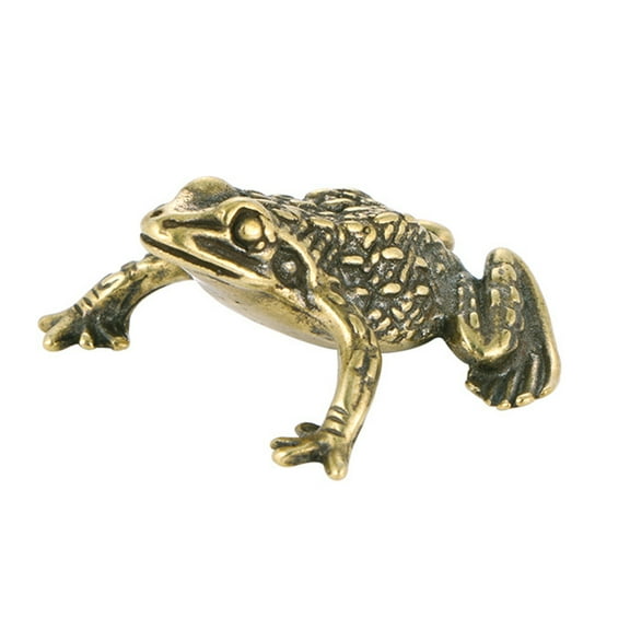 Farfi Brass Figurine Realistic Appearance Collectible Casting Vintage Desktop Mini Frog Copper Sculpture Office Decor (Type A)