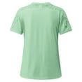 thumbnail image 5 of Women's Lace Short Sleeve Crew Neck Tops Shirt Loose Summer Casual Graphic Tee Floral Print Plus Size Blouses (L, Green 01), 5 of 5