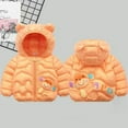 thumbnail image 4 of Fshinging Little Girls Boys Autumn Winter Colorful Monkey Cartoon Letter Print Down Cotton-Padded Jackets Cute Ears Hooded Tops Clothing, 4 of 4