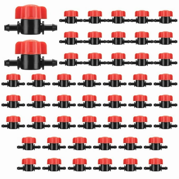50Pcs 1/4 Inch Barbed Shut Off Valve Drip Irrigation Tubing Coupling for