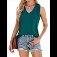 thumbnail image 1 of Camisetas Sin Mangas para Mujer, Camisetas de Verano con Cuello en V, Camisetas Estilo Chaleco. Verde Oscuro M, 1 of 9