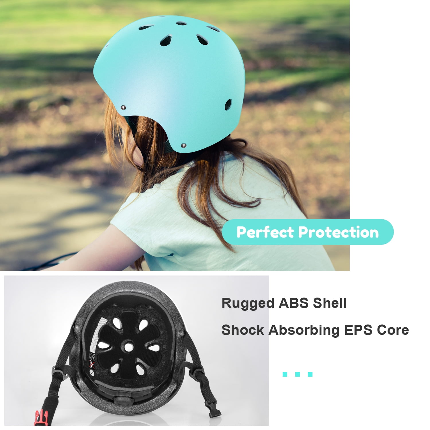 Kids Bike Helmet for Toddlers 3-8 Years, Adjustable Lightweight Multi-Sport Protection for Cycling & Skateboarding - Light Blue