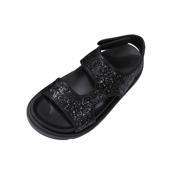 HomeDM Womens Walking Sandals Flatform Comfort Arch Support Ankle Strap Slip On Casual Summer Beach Sandals, Black Size 9
