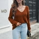 thumbnail image 4 of Ropa de Otoño de las mujeres Otoño Invierno Moda Color Sólido Hueco V-Cuello Manga Larga Suéter de Punto Ropa, 4 of 6