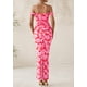 thumbnail image 2 of Vestido largo PRETTYGARDEN para mujer, ajustado fruncido, rosa, Daisy XL, 2 of 9