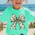 thumbnail image 3 of Lopeceal Girls Cute Summer Tops Sweet Bow Print Crew Neck Pullover Tops Workout Casual Comfortable Everyday Tee 3-15 Years, 3 of 5