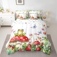 thumbnail image 2 of Feelyou Kawaii Frog Prince Bedding Comforter Set 7pcs, Mushroom Plant Botanical King Bedding Sets, Cute Cartoon Animal Reversible Bed Sheets, Ultra Soft Bedroom Decor, 2 of 7