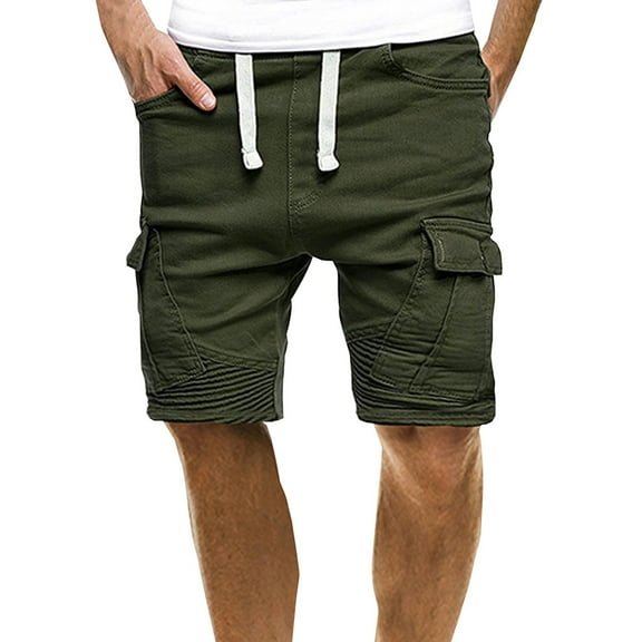 Outfmvch Cargo Pants For Men Mens Shorts Men'S Summer Casual Solid Shorts Drawstring Pocket Button Shorts Pants Long Johns For Men Army Green L
