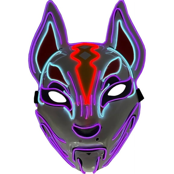 Studio Halloween Psychic Cat Mask 3-Color Aqua Purple Red Party Wire EL Light Up Accessory
