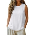 thumbnail image 1 of ZVNAH Camisole à devant Plissé pour Femme, Blouse Décontractée Sans Manches à Col Rond et Coupe Ample, P-2TG, 1 of 6