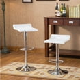thumbnail image 4 of Roundhill Furniture Baxton White Adjustable Height Wood and Chrome Metal Bar Table and 2 Chrome Air Lift Adjustable Swivel Stools Set, 4 of 7