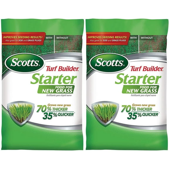 Scotts Turf Builder Starter Food for New Grass, 15 lb. - Lawn Fertilizer for Newly Planted Grass, Also Great for Sod and Grass Plugs - Covers 5,000 sq. ft. - 2 Pack