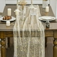 thumbnail image 2 of Camino de Mesa de Gasa Beige Dorado 120 Pulgadas 10 Pies, Lámina Metálica Brillante Transparente para Comedor Boda Aniversario Día Festivo Cumpleaños Decoración de Mesa para Fiesta en Casa, 2 of 4
