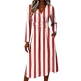thumbnail image 3 of Womens Fall Spring Long Sleeve Midi Dress Long Sleeve V Neck Wrap Crossover Wedding Dresses Elegant Formal Floral a Line Dress, 3 of 5