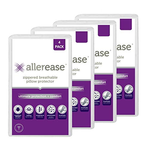 Allergist Recommended AllerEase Ultimate Protection and Comfort Temperature Balancing Pillow Protector King Prevent Collection of Dust Mites and Other Allergens Zippered Pillow Protector