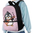 thumbnail image 4 of Uourmeti Penguin Guitar Wear Resistant Backpack for Work Travel, Soft Large Capacity School Backpack Durable Student Bookbag, 4 of 6