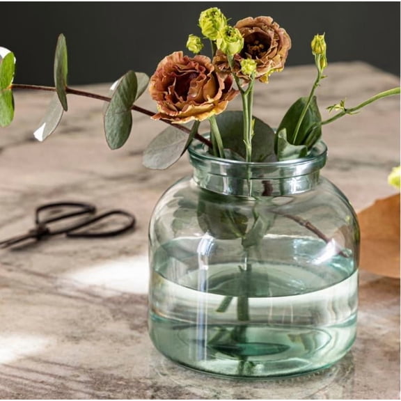 Elegant Glass Vase for Flowers - Round Wide Jug Design, Sleek & Easy to Clean, Perfect for Home Decor and Special Occasions As shown