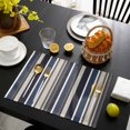 thumbnail image 3 of Colored Stripes Placemats Set of 8, Blue Black White Brown Abstract Lines Placemats for Dining Table, Place Mats for Kitchen Tabletop, Waterproof Wipeable Dining Table Mats Set, 3 of 9