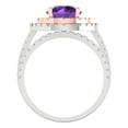 thumbnail image 4 of Clara Pucci 18K White/Rose Gold Round Cut 2Ct Natural Amethyst Engagement Ring + Matching Band - Luxury Box Included, 4 of 7