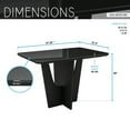 thumbnail image 6 of Modern Painted Glass Dining Table for 4 with Tempered Glass Top and Contemporary Wood Base, Elegant and Compact Italian-Style Design for Dining Rooms, Black, 6 of 11