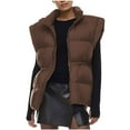 thumbnail image 4 of Cutuoiiu Women's Puffer Coats Stand Collar Zip Up Padded Puffy Sleeveless Coat Gifts, 4 of 8