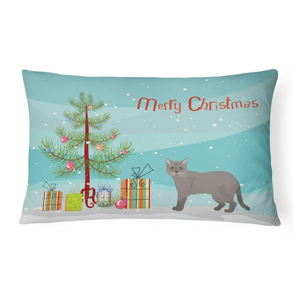 Carolines Treasures CK4615PW1216 European Burmese Cat Merry Christmas Canvas Fabric Decorative Pillow, 12H x16W,