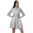 thumbnail image 1 of Moomaya Poly Crepe Printed Drawstring Mini Dress Plus Size WoMen's Shirt Dresses, 1 of 4