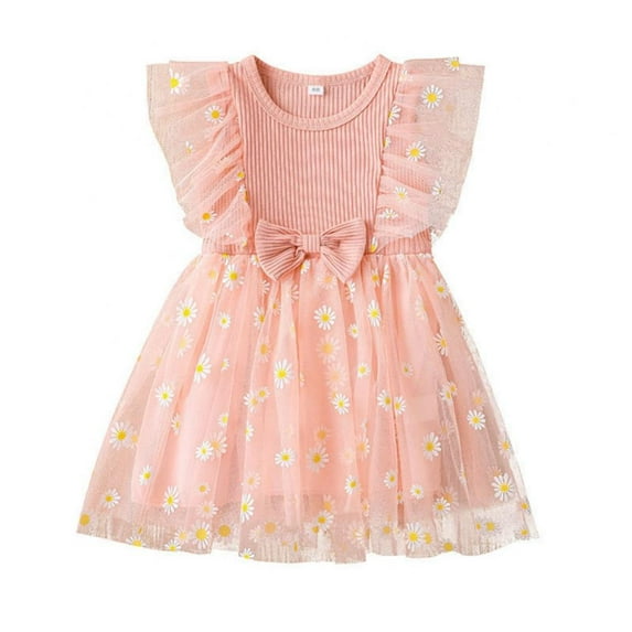 Bullpiano Toddler Baby Girls Summer Dress Summer Party Flower Girls Dress Party Dress for Girls