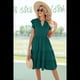 thumbnail image 4 of Vestido de Verano para Mujer, Cuello en V, Mangas con Volantes, Midi, Verde Oscuro, Talla M, 4 of 6