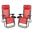 thumbnail image 2 of BizChair Adjustable Folding Mesh Zero Gravity Reclining Lounge Chair with Pillow and Cup Holder Tray in Red, 2 of 15