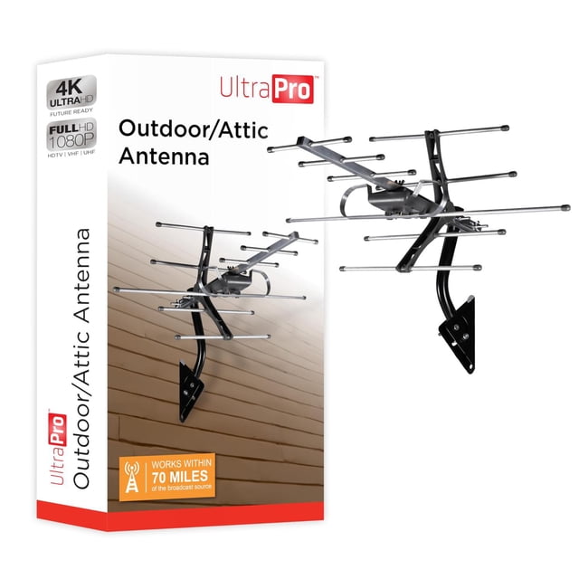 UltraPro Outdoor Antenna, Long Range Antenna, 4K 1080P VHF UHF HDTV Antenna, J Mount Included, Also
