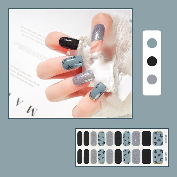 Pegatinas de uñas de gel semicurado Lámpara Uv / led Requerido 20pcs Envolturas de esmalte de uñas de gel