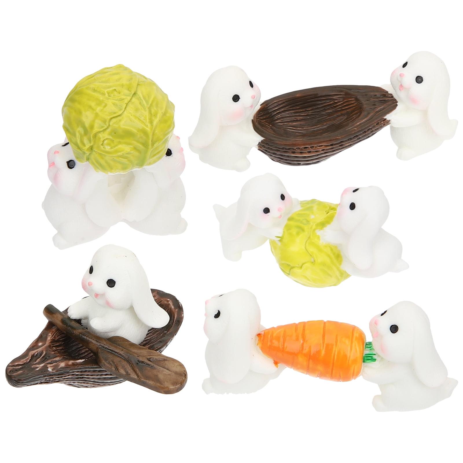 5pcs Miniature Figurine Fake Rabbit Resin Micro Landscape Miniature ...