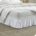 thumbnail image 3 of Bare Home Adjustable Wrap Around Bed Skirt - 15 Inch Drop - Easy Fit - Ruffle Pleats - Full, White, 3 of 6