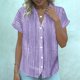 thumbnail image 2 of Camisa de Manga Corta con Cuello en V para las Mujeres, Blusa de Verano Elegante Y de Moda en Poliéster Suave Ligero, 2 of 6