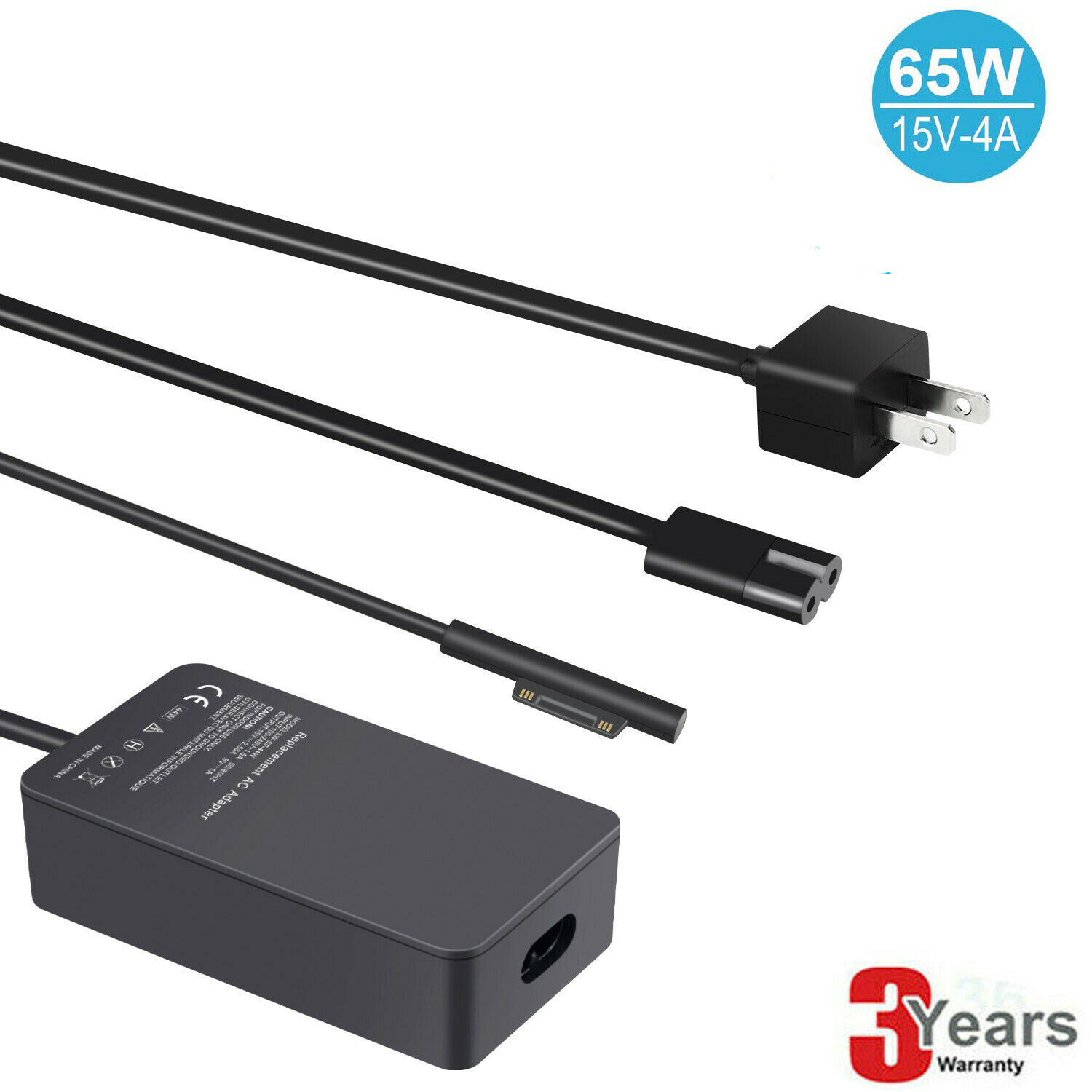 Chargeur Voiture 15V 102W Pour Microsoft Surface – Compatible Pro, Book, Laptop, Go – Recharge Rapide Et Sûre