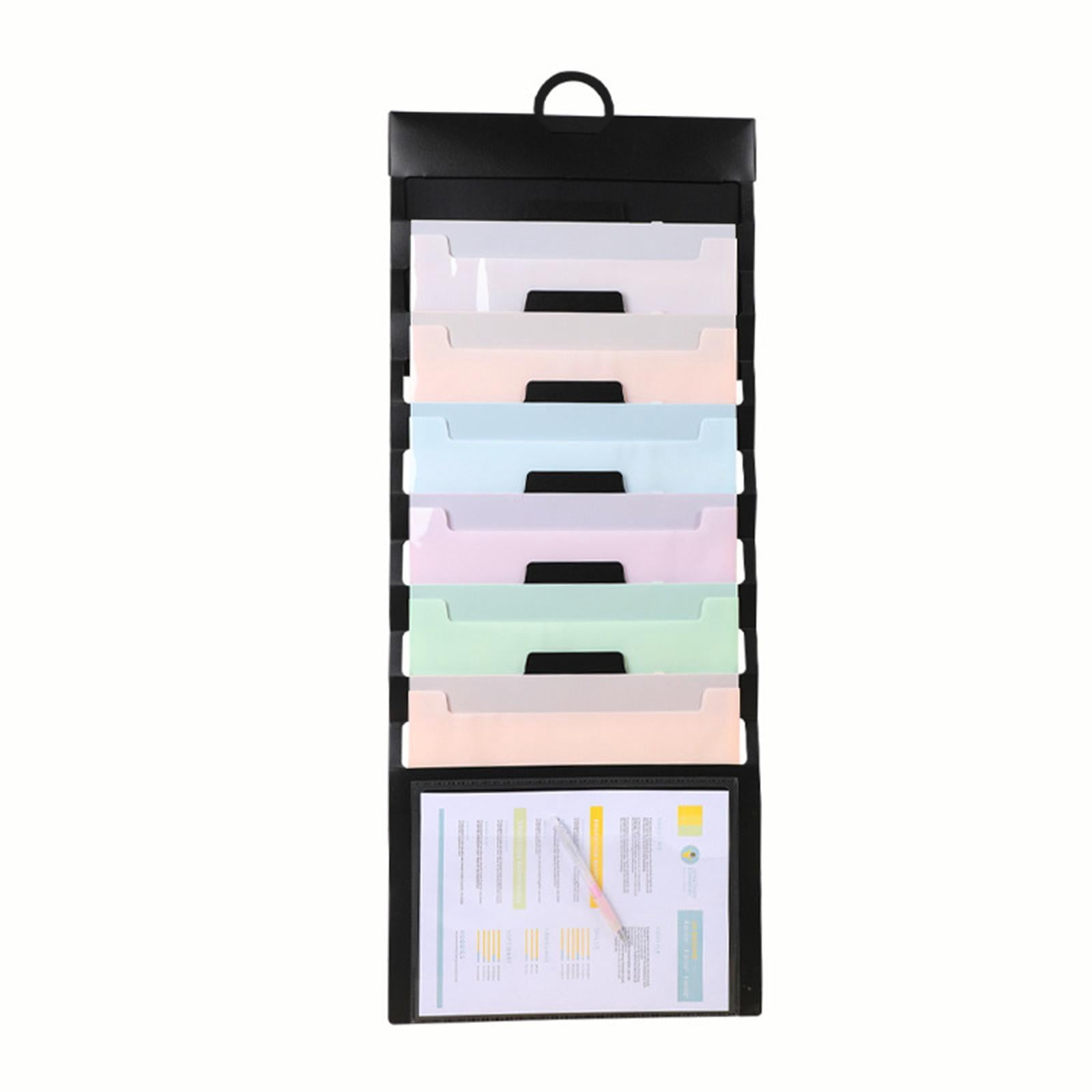 koolsoo Hanging Wall File Organizer Document Holder 6 Pocket Wear Resistant Sturdy Paper Folder File Folder Expanding for Home School colorful