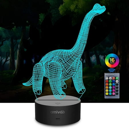 

Shxx Dinosaur 3d Night Light For Kids 16 Colors Changing 3d Optical Illusion Lamp With Smart Touch & Remote Control Best Gift For Girls Boys Kids (d
