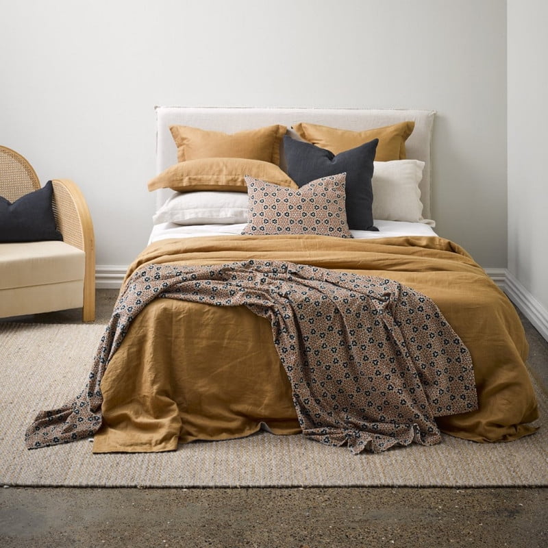 Pavish Export Yellow Mustard Linen Duvet Cover Set, Linen Bedding, Comforter Cover with Button, Mustard Bedding, Boho Bedding King
