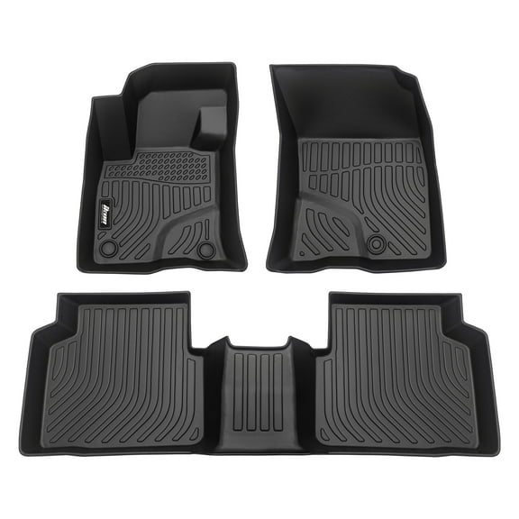 Ikon Motorsports 3D TPE Floor Mats Compatible With 2020-2024 Ford Escape Black 3D Molded All Weather Car Carpets 1st 2nd Row Front Rear Protector Liner 3PC Set