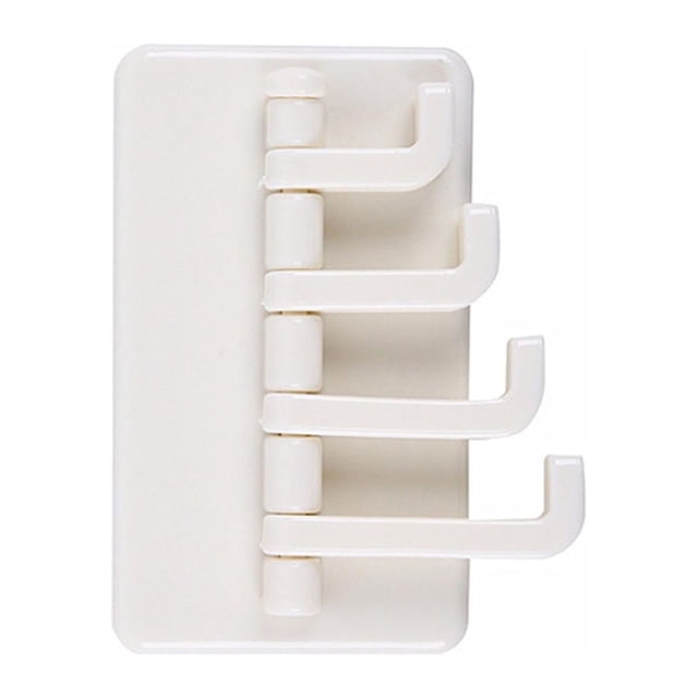 Bathroom Towel Hook with 4 Rotating Swivel Hooks, ABS Adhesive Wall Shelf, 2.2 in x 3.7 in, 2 kg Capacity, Traceless Installation