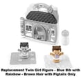 thumbnail image 5 of Replacement Part for Fisher-Price Little People Baby's Day Storybook Set - GVH64 ~ Replacement Twin Girl Figure ~ Blue Bib with Rainbow ~ Brown Hair with Pigtails, 5 of 5