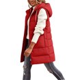 thumbnail image 4 of Hueook Puffer Vest for Women Hooded Sleeveless Zip Up Long Length Casual Winter Vest Coat with Pockets Red XL, 4 of 8